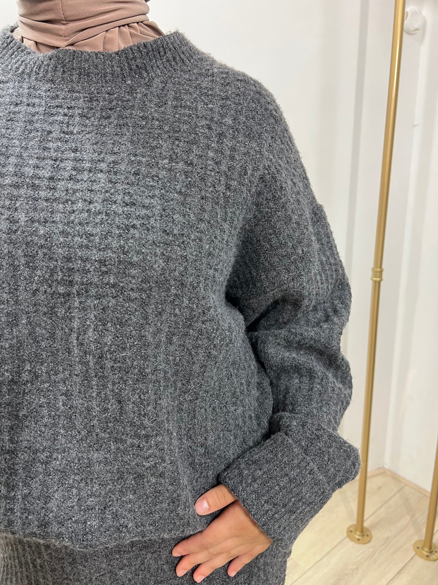 Wollen twinset met rok