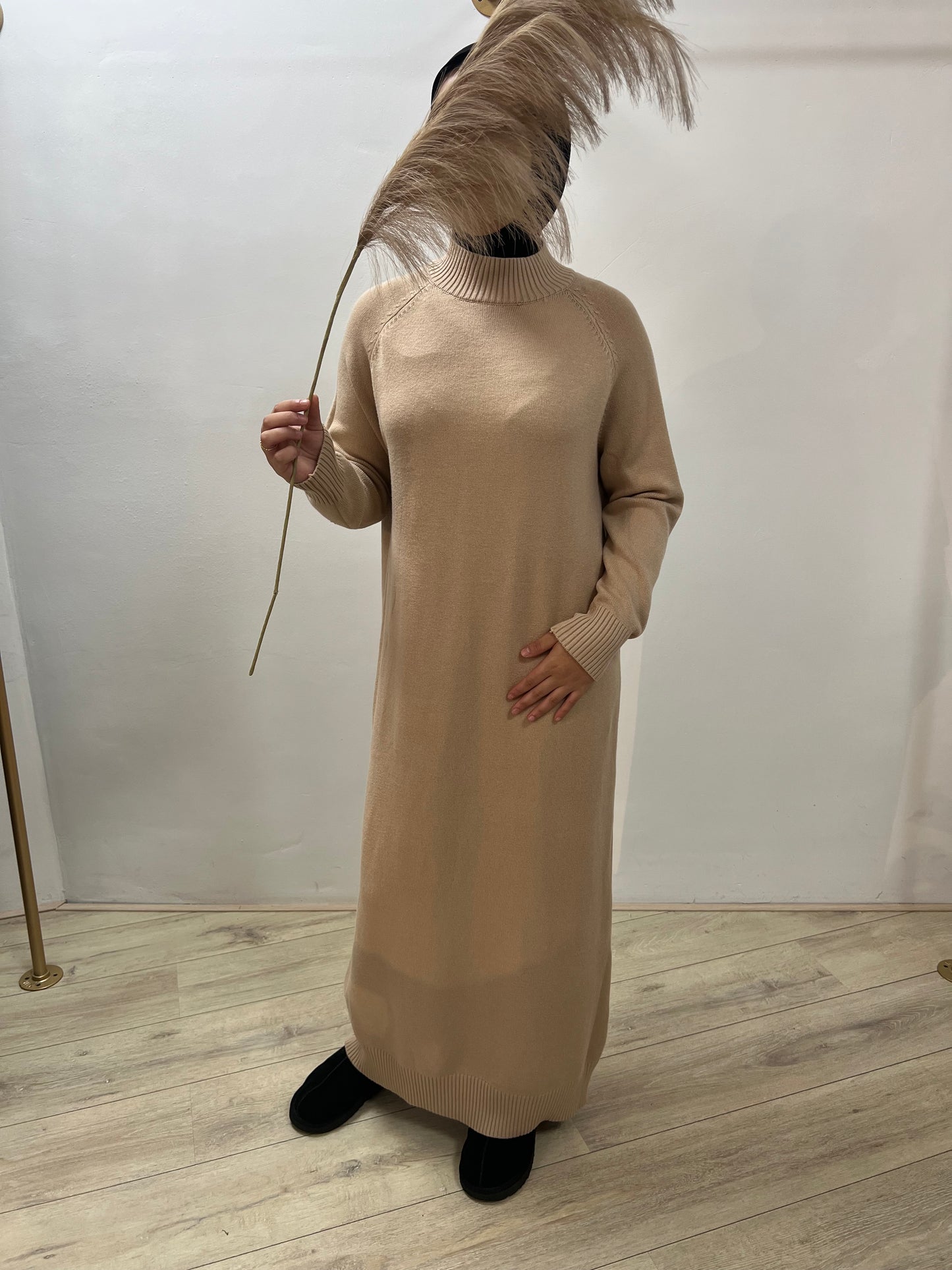 Wollen jurk met hoge hals
