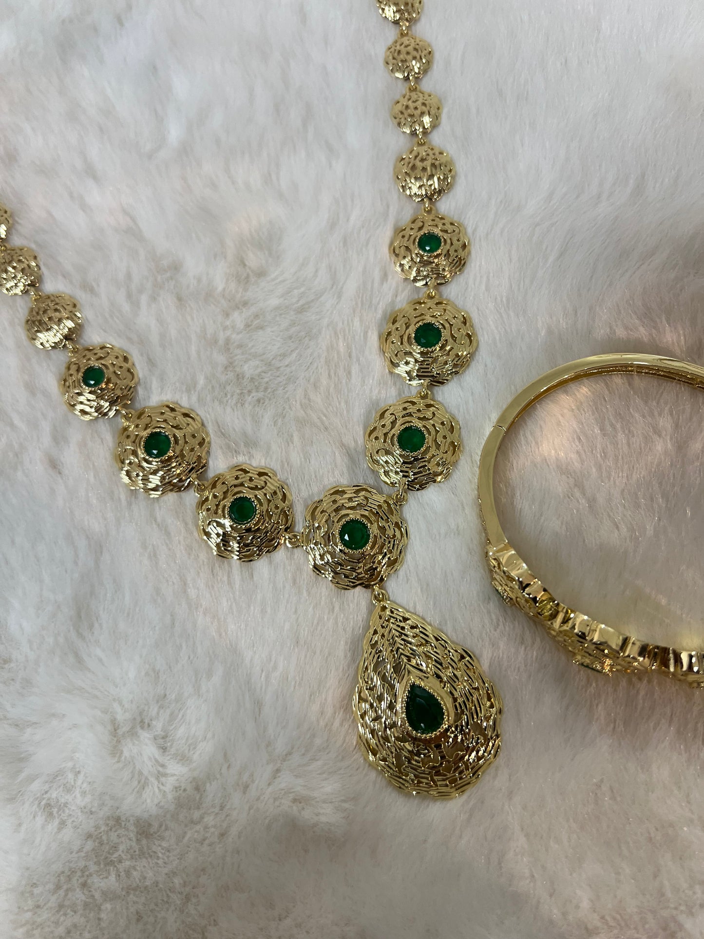 Traditionele sieraden set - Goud met groen - Amira