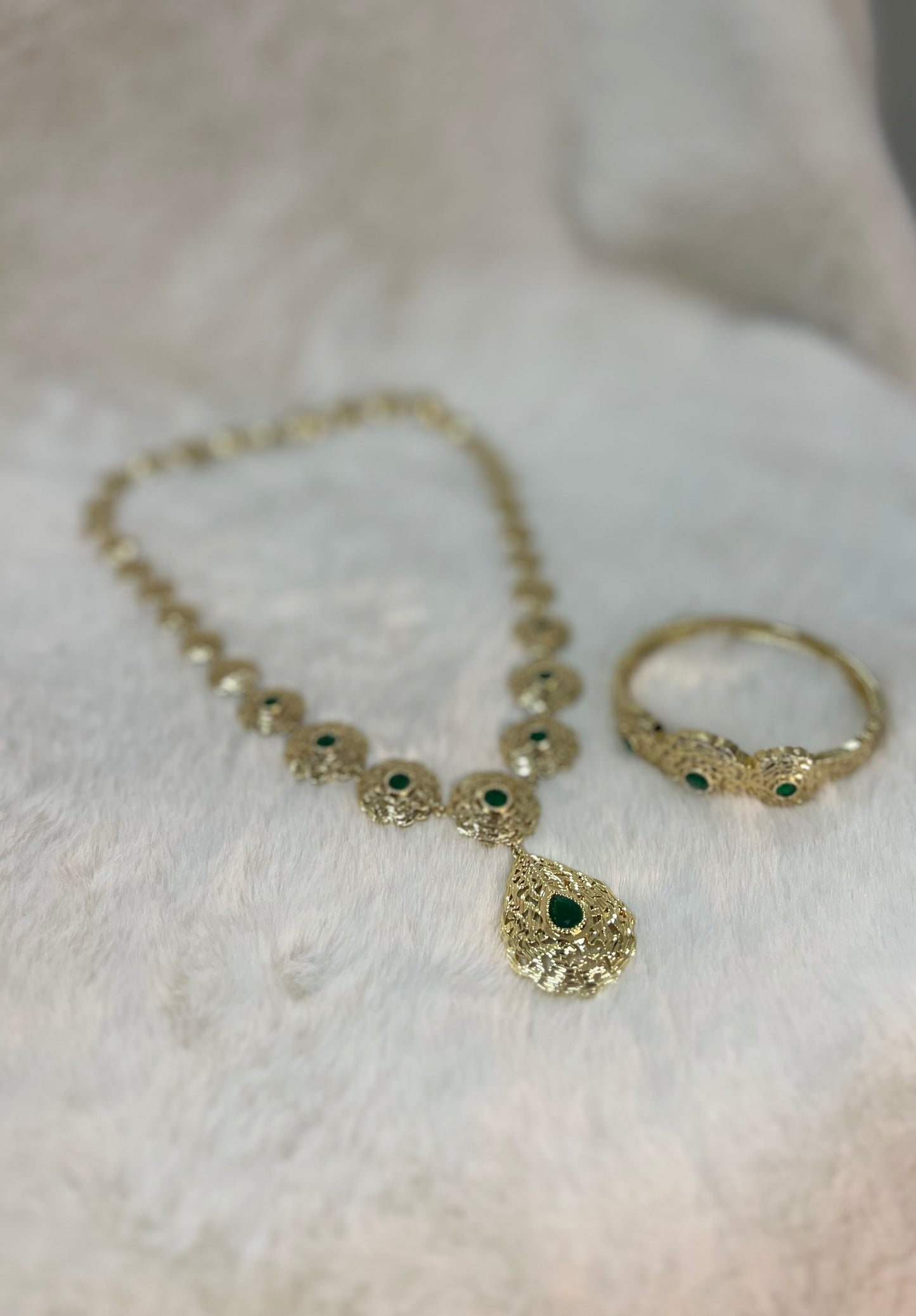 Traditionele sieraden set - Goud met groen - Amira