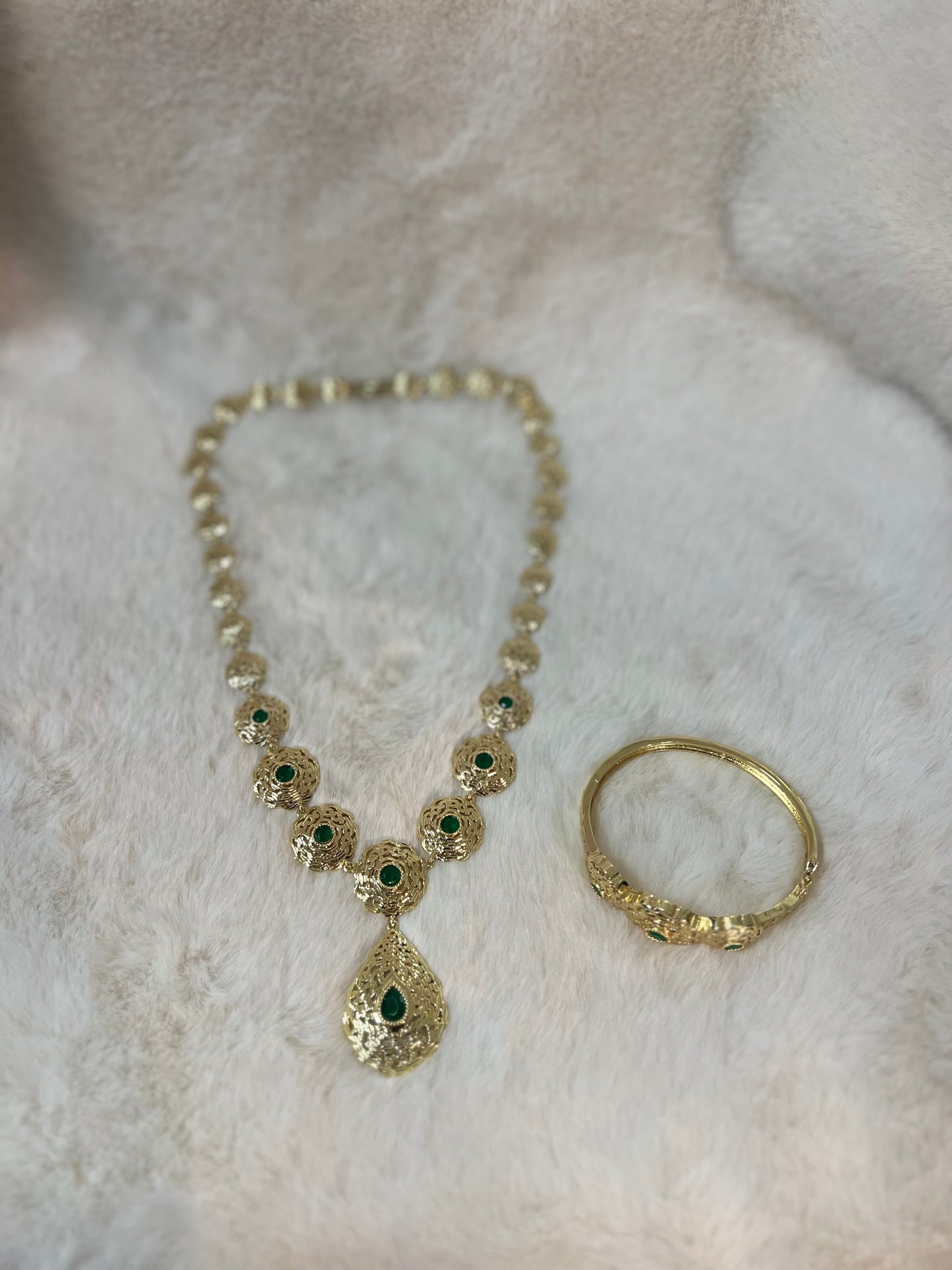 Traditionele sieraden set - Goud met groen - Amira