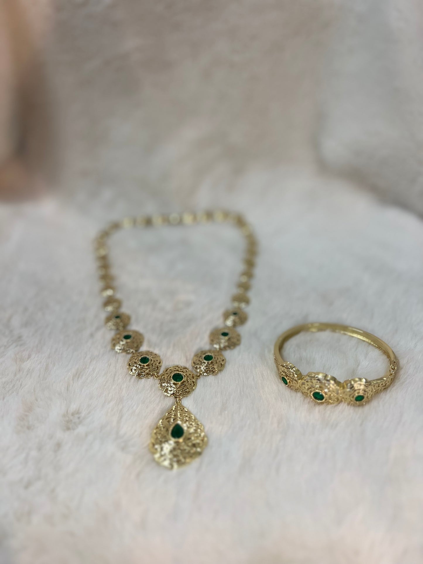 Traditionele sieraden set - Goud met groen - Amira