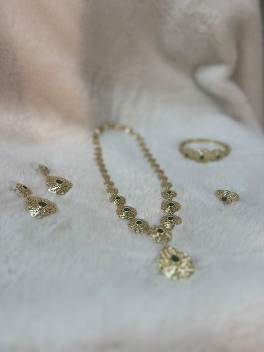 Traditionele sieraden set - Goud met groen - Amira