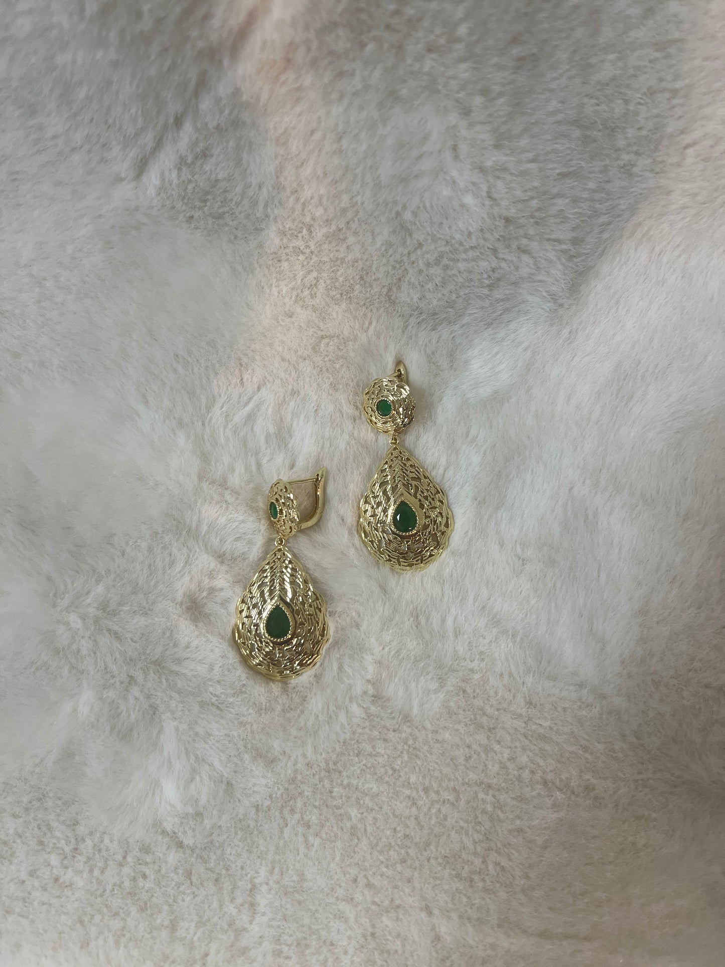 Traditionele sieraden - Goud met groen - Oorbellen Amira