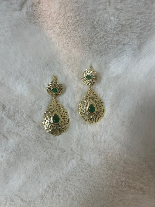 Traditionele sieraden - Goud met groen - Oorbellen Amira