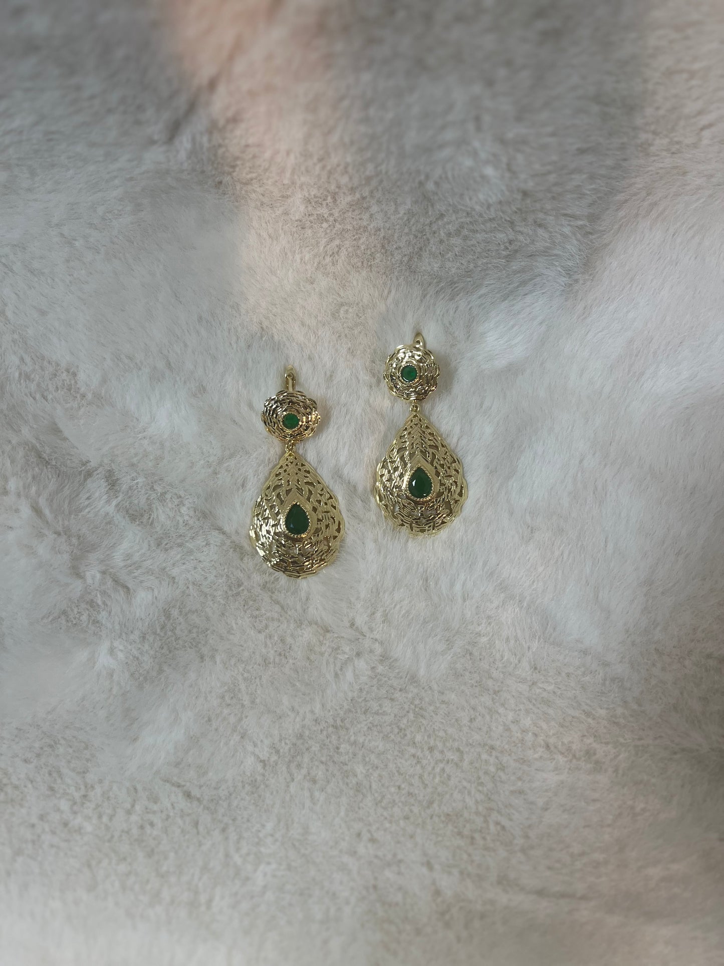 Traditionele sieraden - Goud met groen - Oorbellen Amira