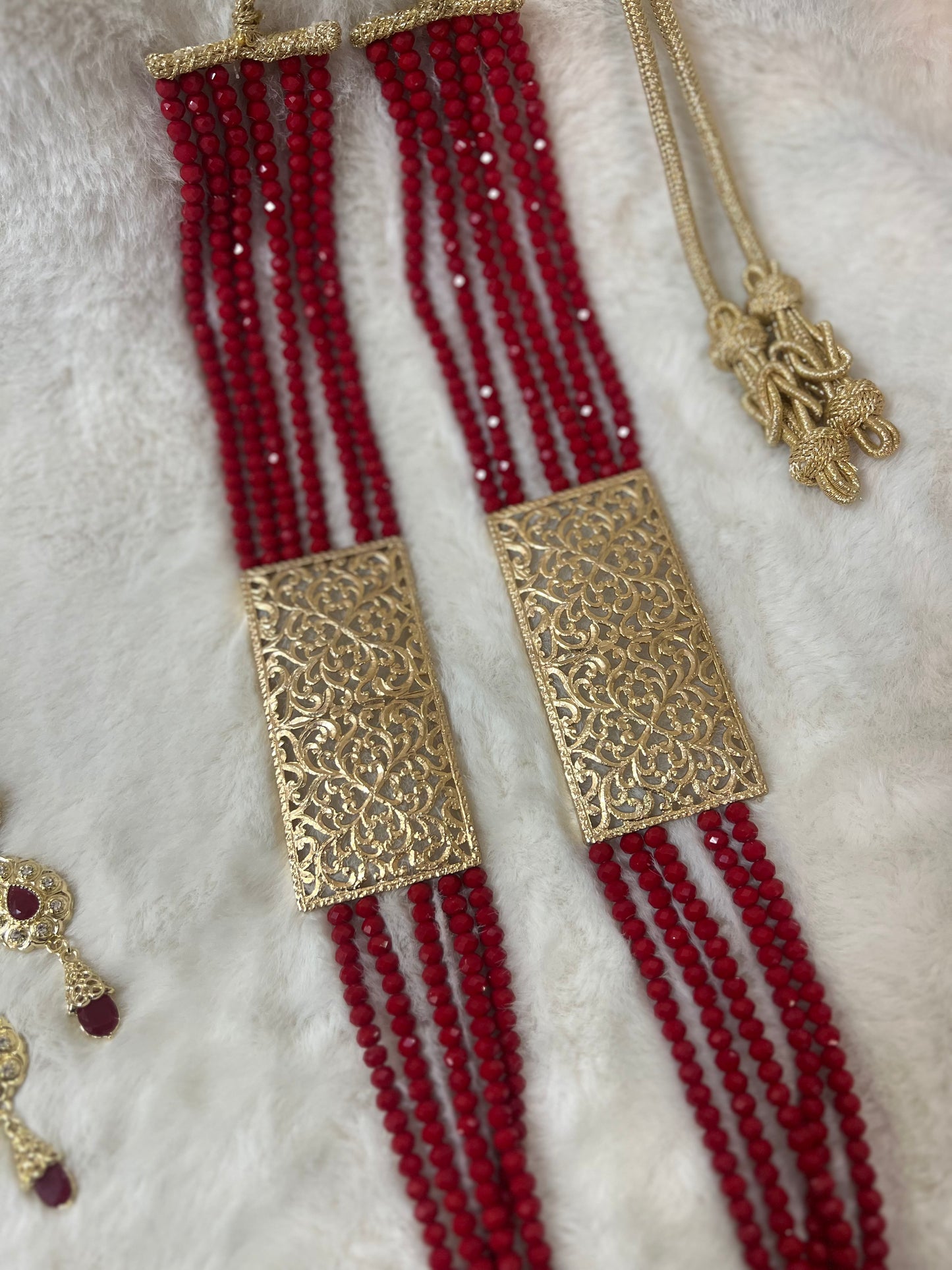 Traditionele sieraden set - Rood met goud