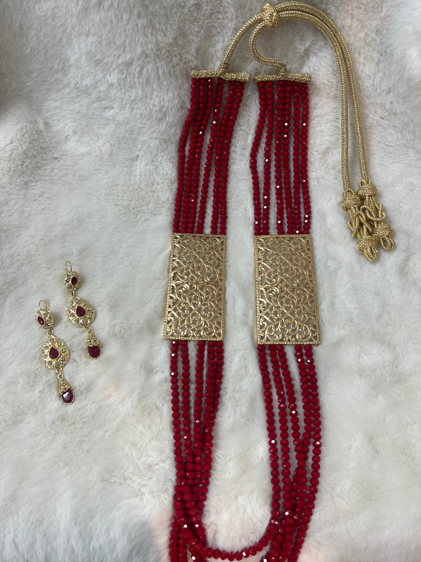 Traditionele sieraden set - Rood met goud