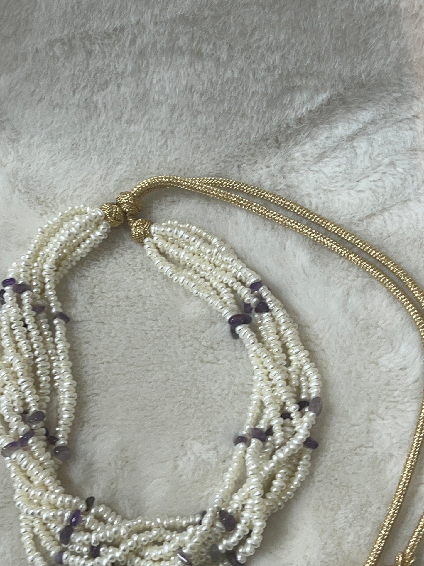 Traditionele sieraden - Ketting jawhar crème/paars