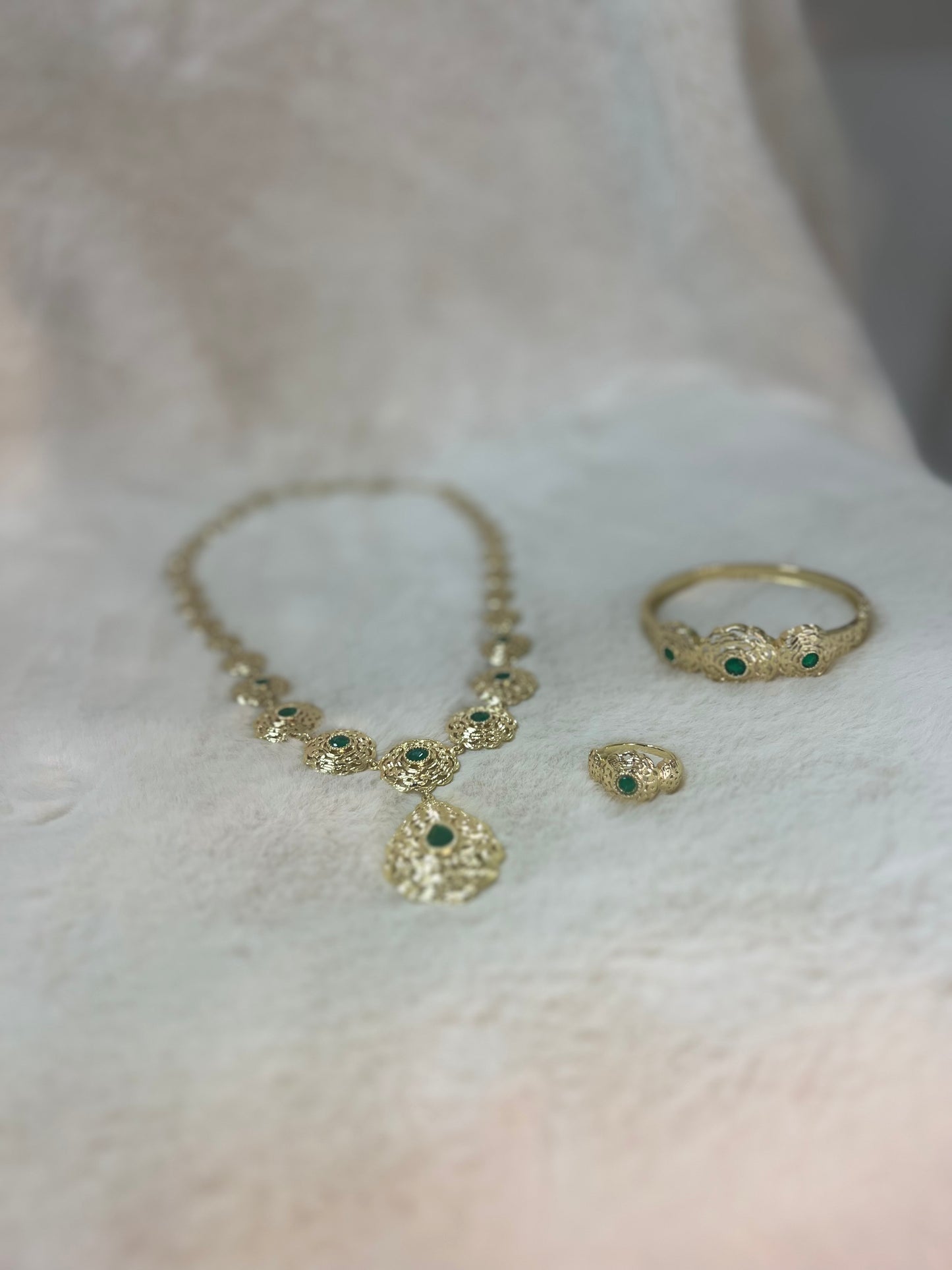 Traditionele sieraden set - Goud met groen - Amira