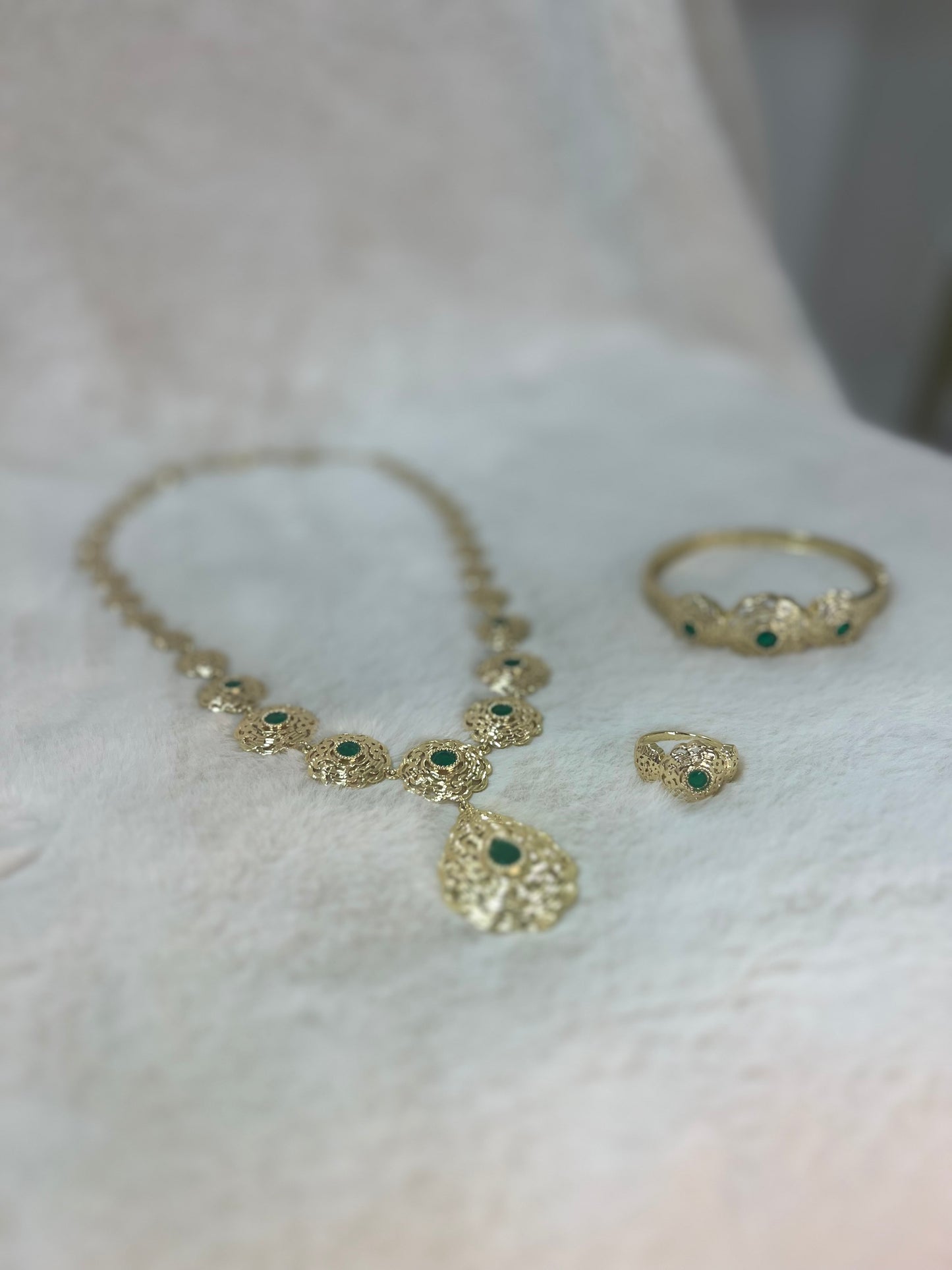 Traditionele sieraden set - Goud met groen - Amira