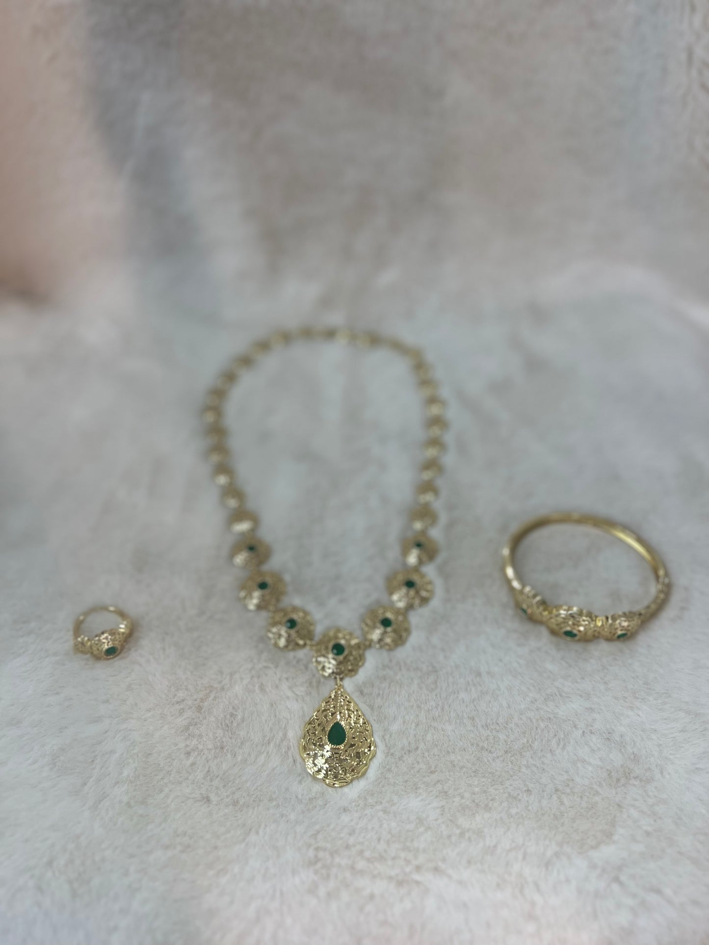 Traditionele sieraden set - Goud met groen - Amira