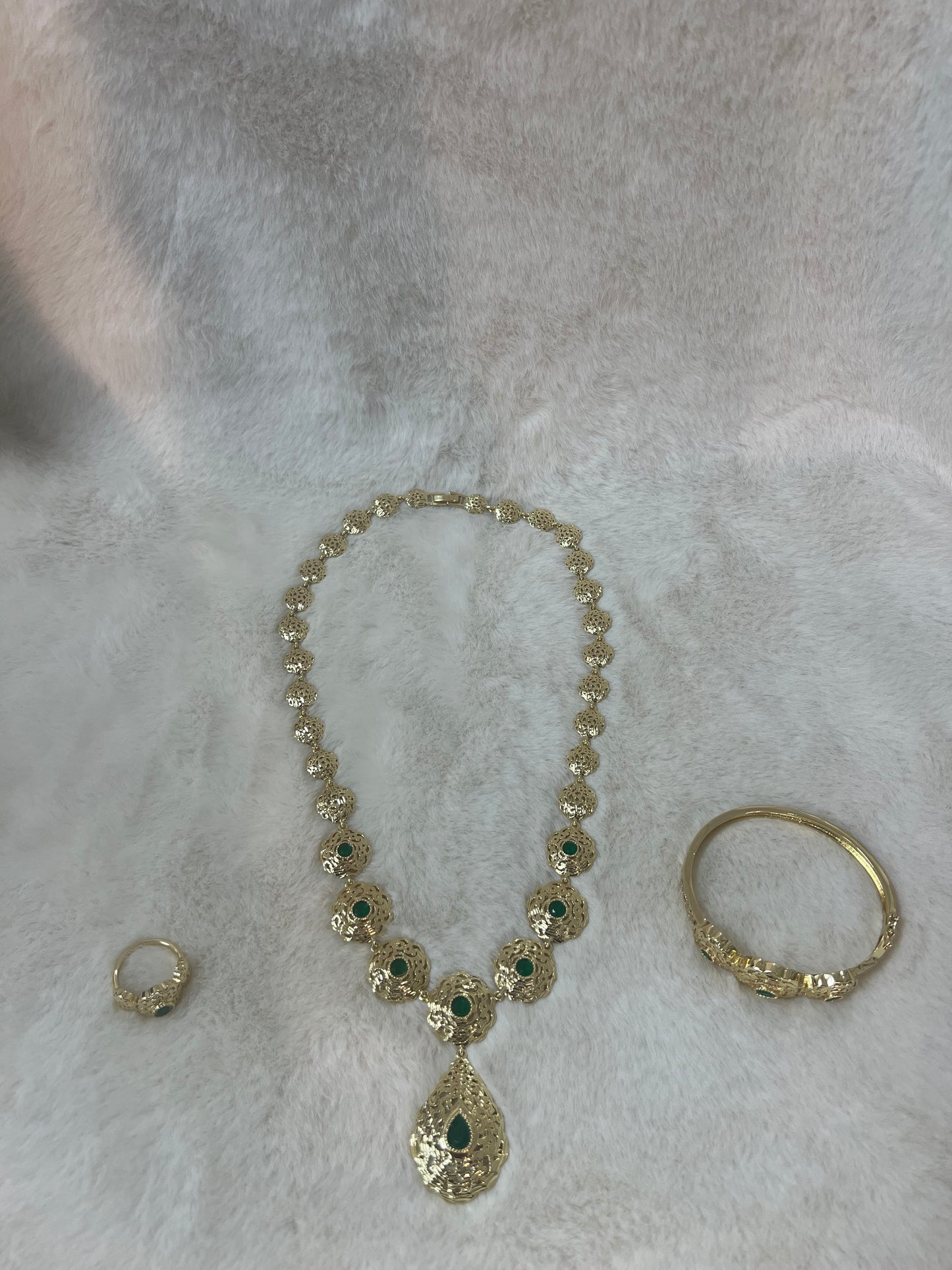 Traditionele sieraden set - Goud met groen - Amira