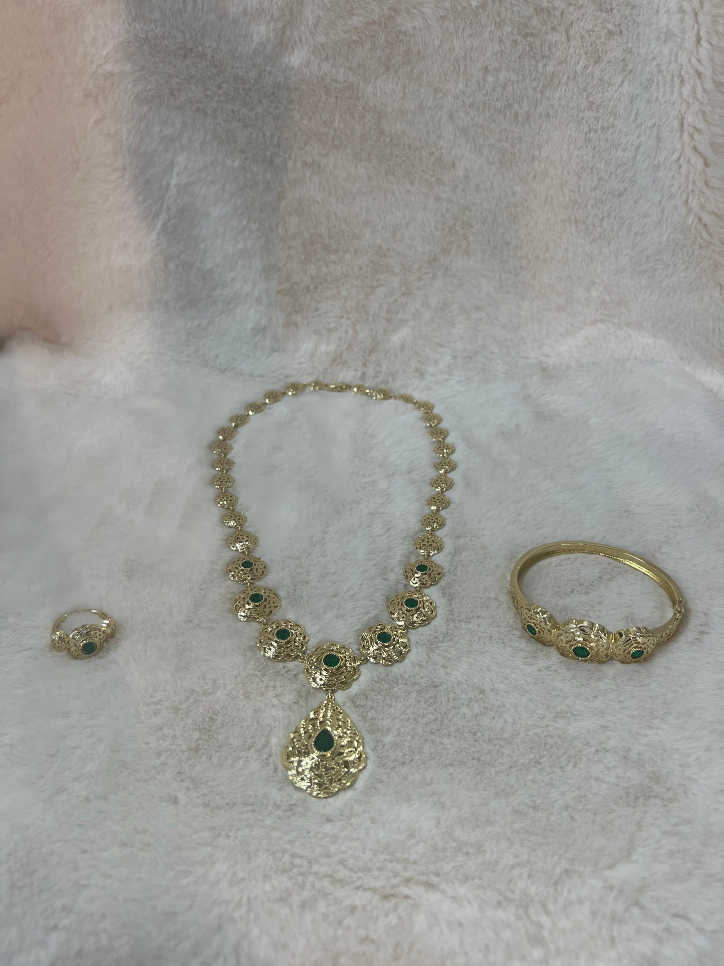 Traditionele sieraden set - Goud met groen - Amira