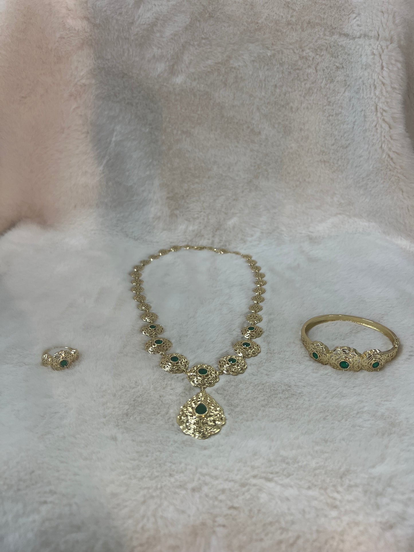 Traditionele sieraden set - Goud met groen - Amira