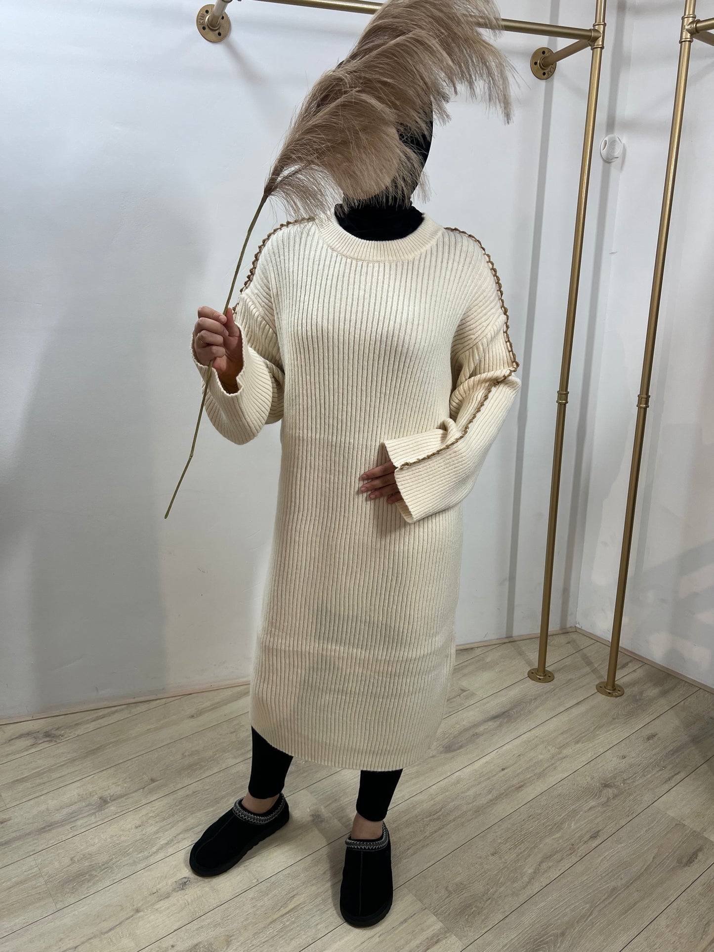 Jurk met vlechtdetails