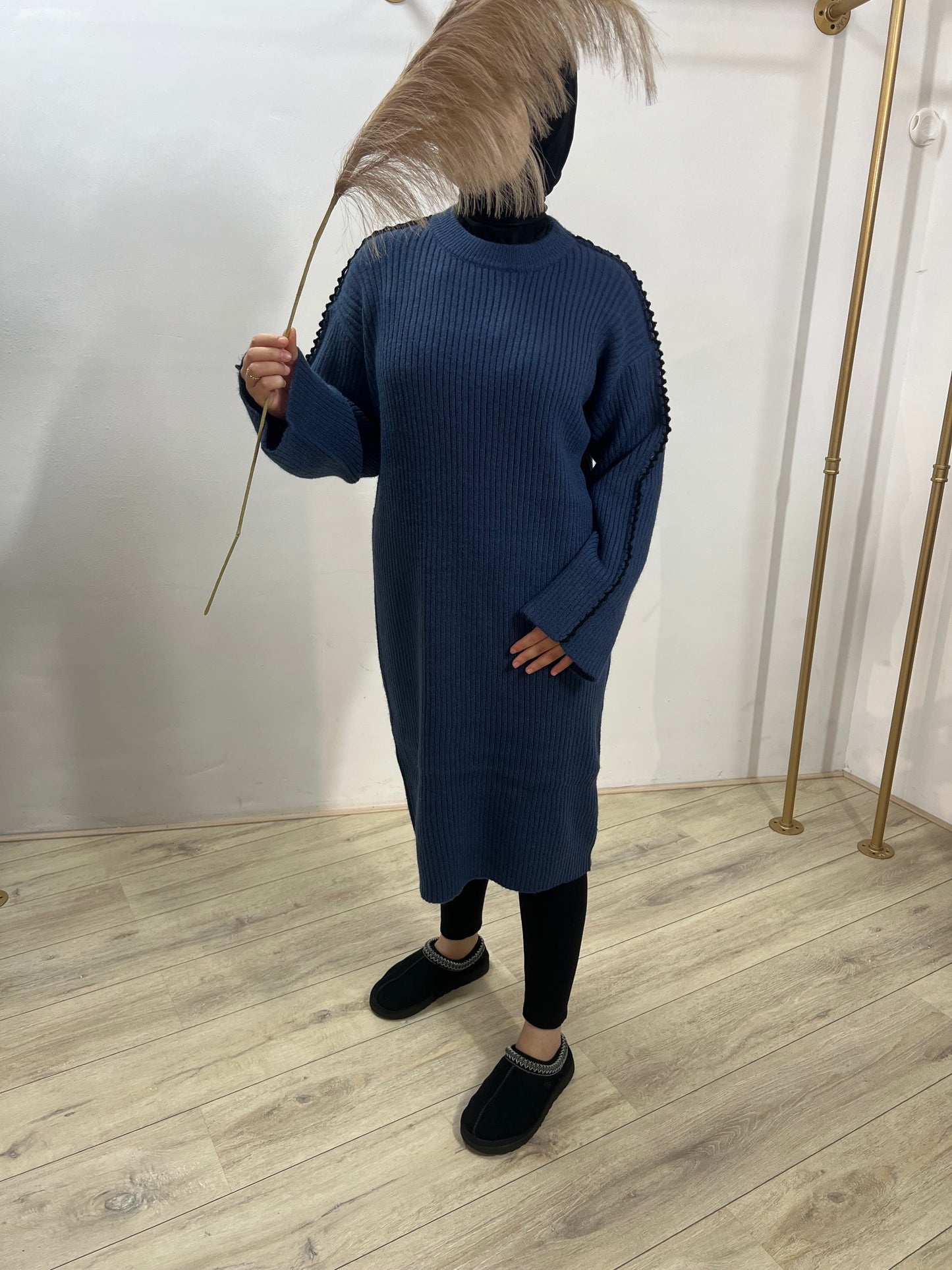 Jurk met vlechtdetails